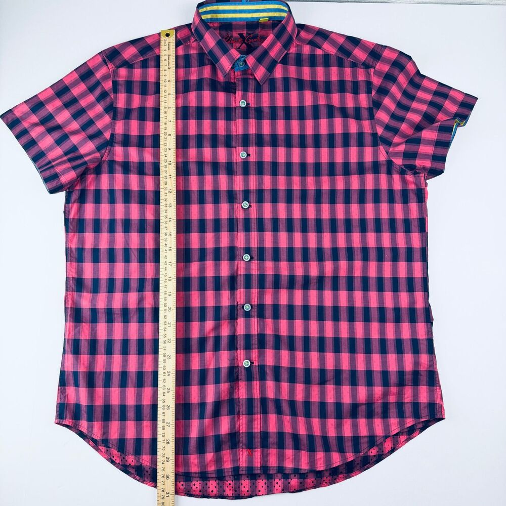 Robert Graham Shirt 2XL Pink Plaid Short Sleeve Button Up - Picture 10 of 13